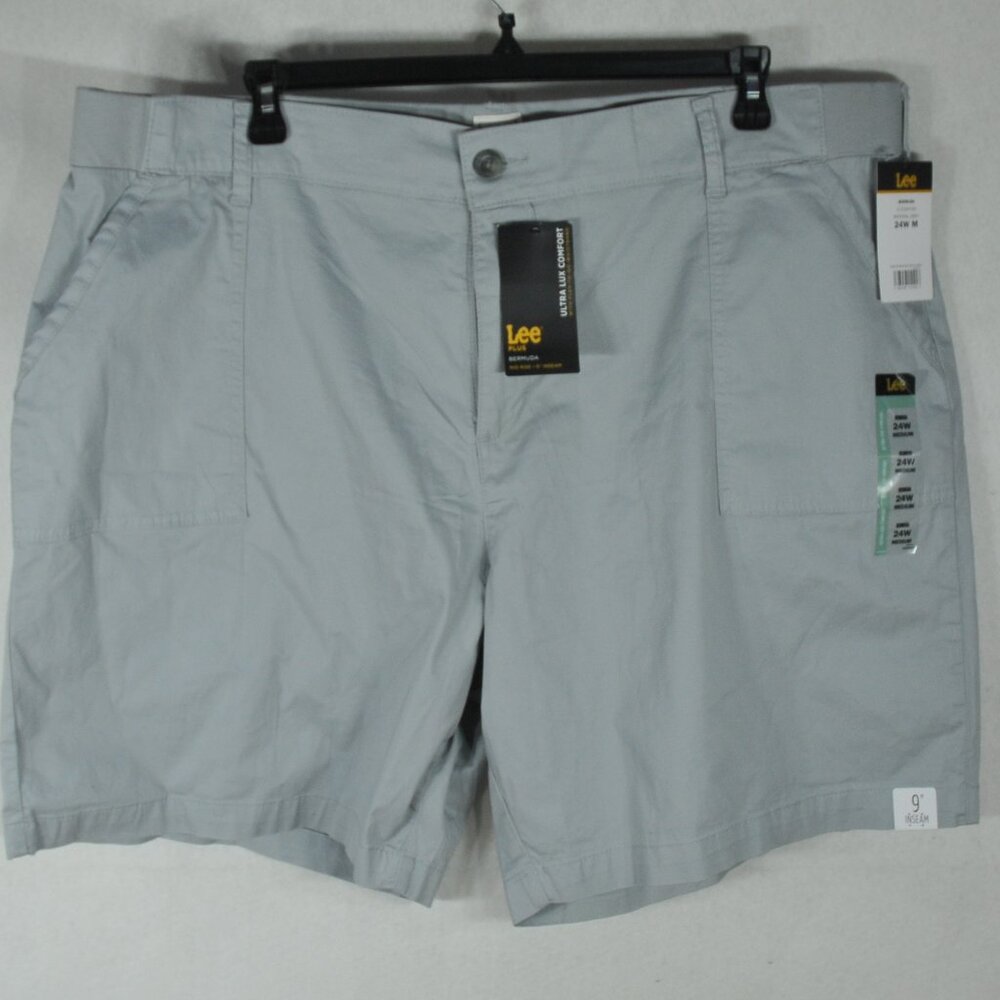 Lee Plus Women's bermuda Shorts 24W Medium Comfort Waistband 9" Grey NWT